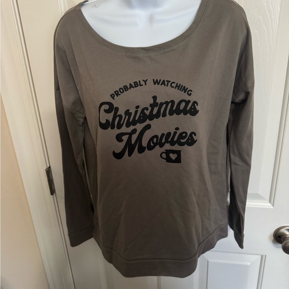 Womens Probably Watching Christmas Movies Coffee Mug T Shirt Funny Holdiay L/S